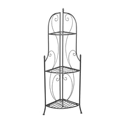 Indoor/Outdoor 3-Shelf Black Metal Corner Bakers Rack Plant Stand - Free Shipping 