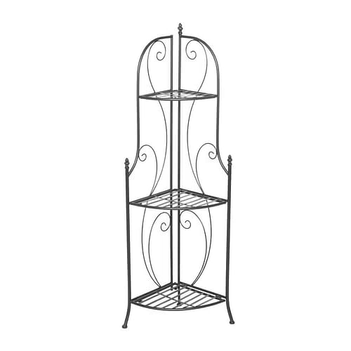 Indoor/Outdoor 3-Shelf Black Metal Corner Bakers Rack Plant Stand - Free Shipping 