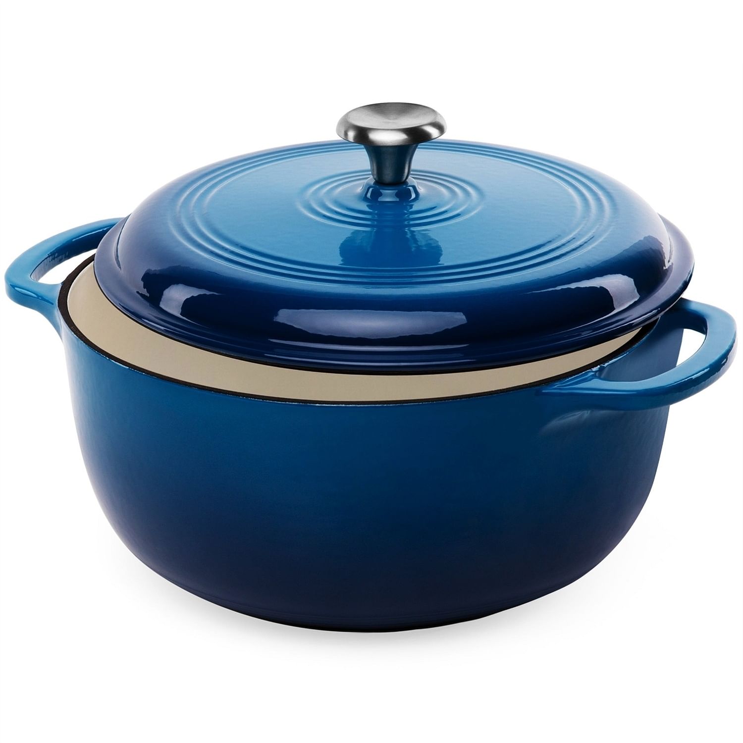 6 Quart Large Blue Enamel Cast-Iron Dutch Oven Kitchen Cookware - Free Shipping 