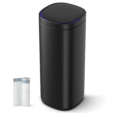 Black Motion Sensor Stainless Steel 13 gallon Trash Can with Ozone Button - Free Shipping 