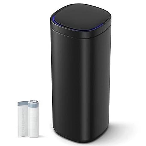 Black Motion Sensor Stainless Steel 13 gallon Trash Can with Ozone Button - Free Shipping