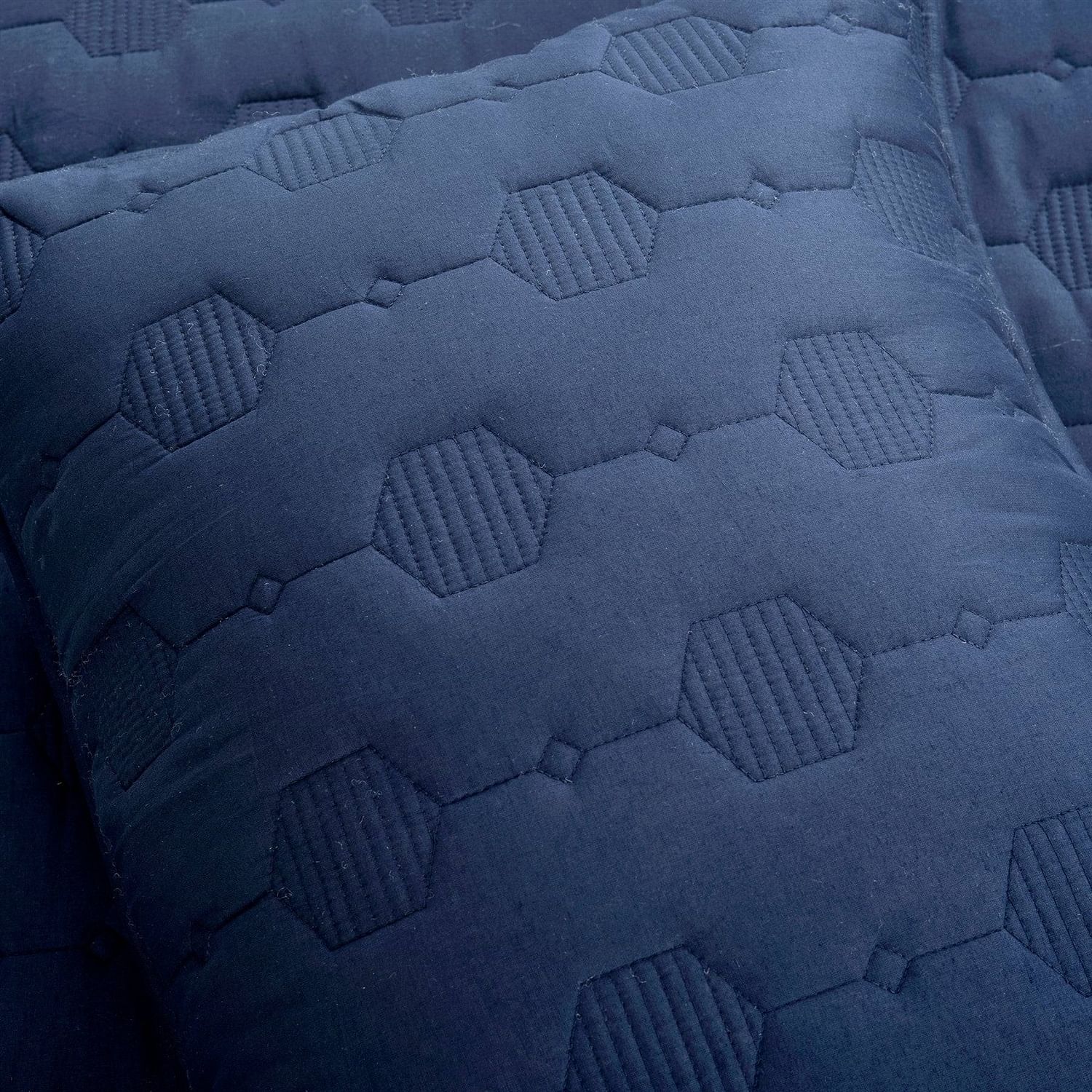 Full/Queen size Lightweight Blue Textured Cotton 3 Piece Quilt Set - Free Shipping 