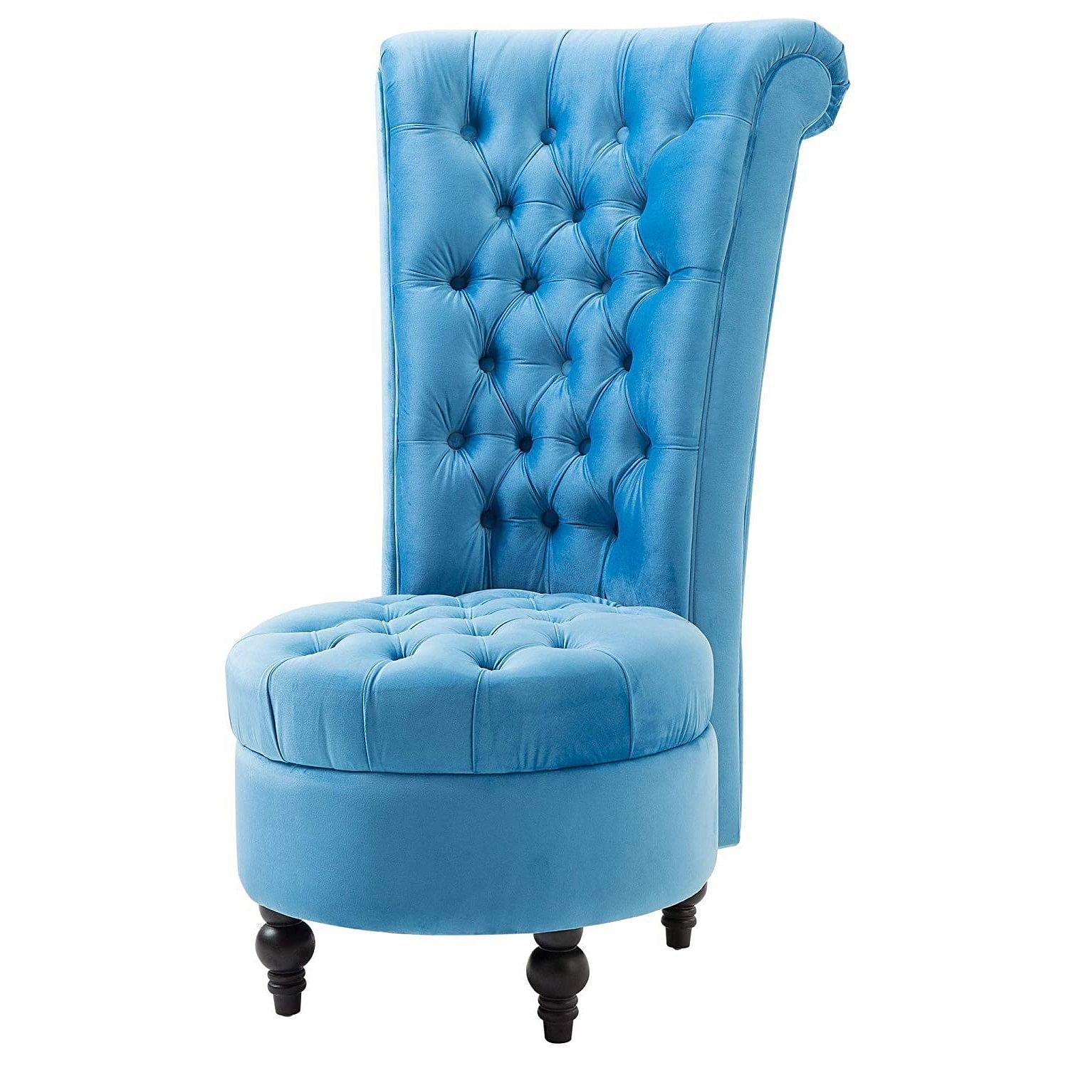 Blue Tufted High Back Plush Velvet Upholstered Accent Low Profile Chair - Free Shipping