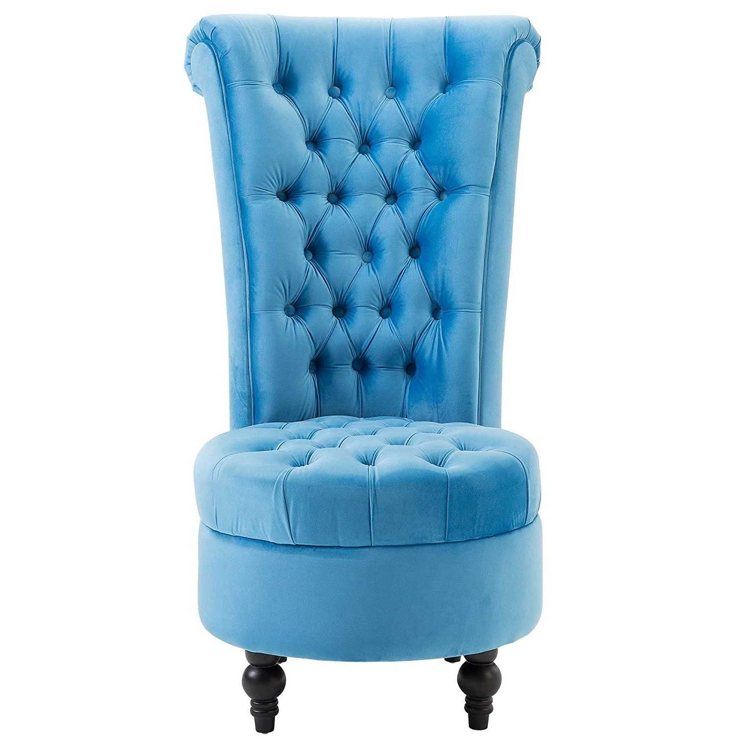 Blue Tufted High Back Plush Velvet Upholstered Accent Low Profile Chair - Free Shipping 