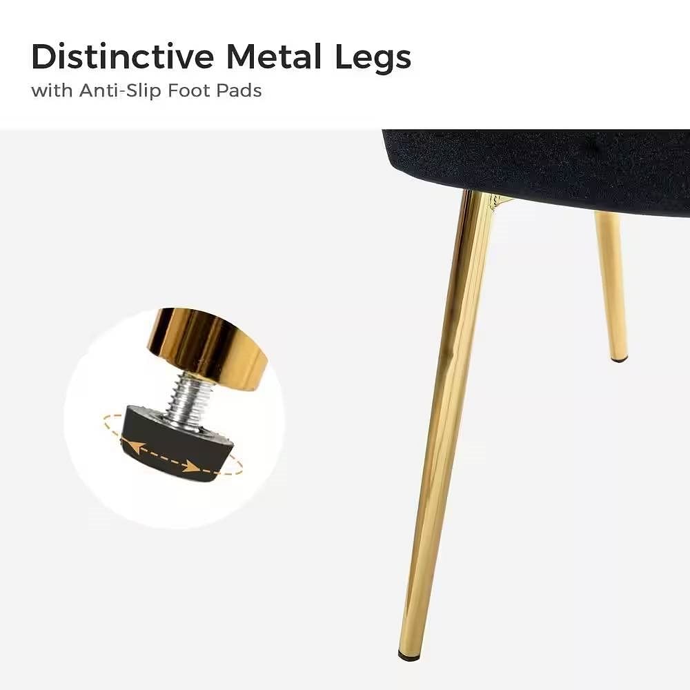 Black Velvet Upholstered Wingback Accent Side Chair w/ Gold Metal Legs - Free Shipping 