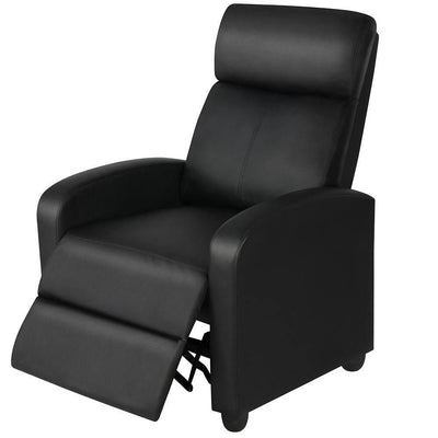 Black High-Density Faux Leather Push Back Recliner Chair - Free Shipping 
