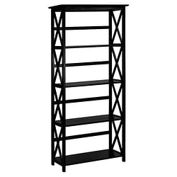 Tall 5-Tier Bookcase in Black Wood Finish - Free Shipping