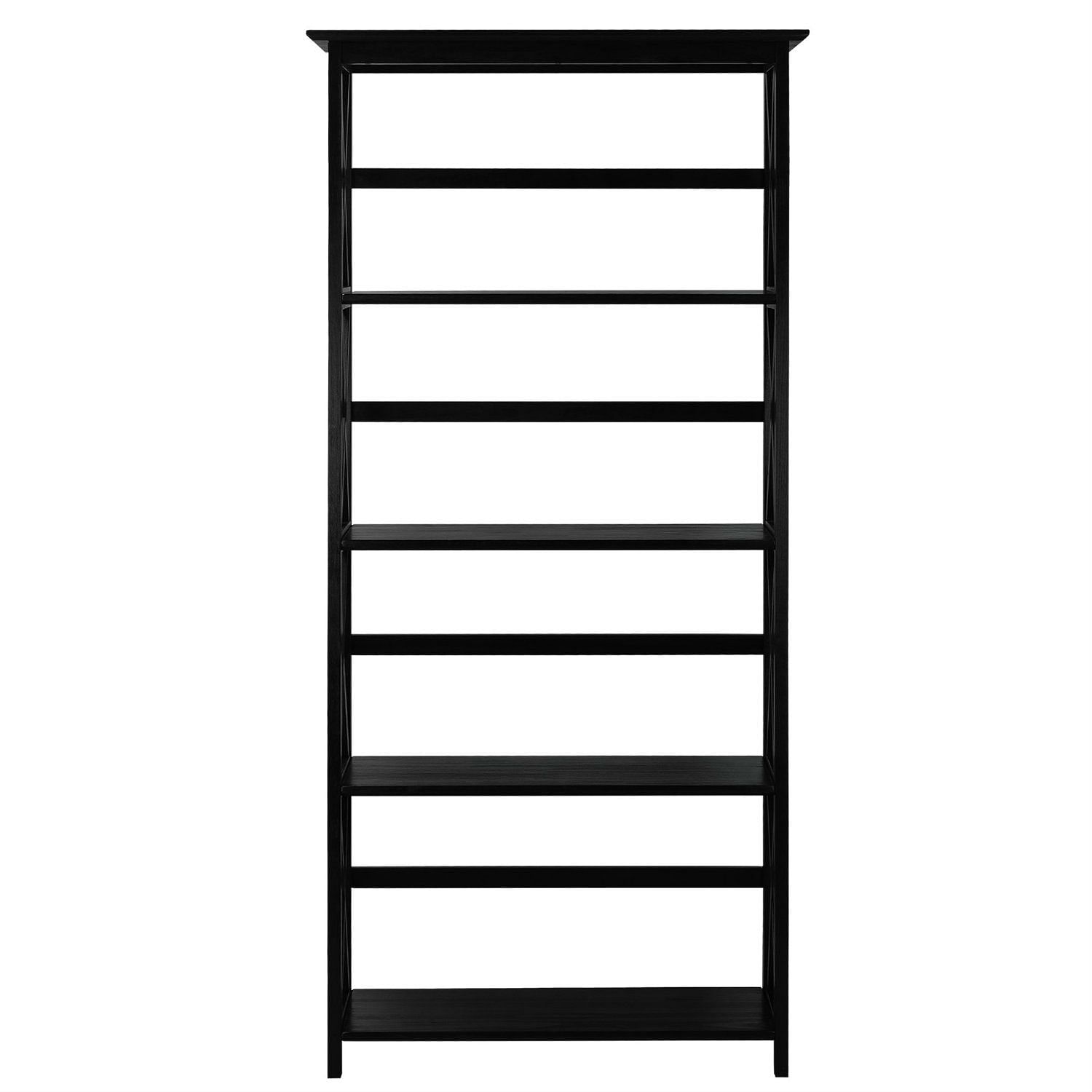 Tall 5-Tier Bookcase in Black Wood Finish - Free Shipping