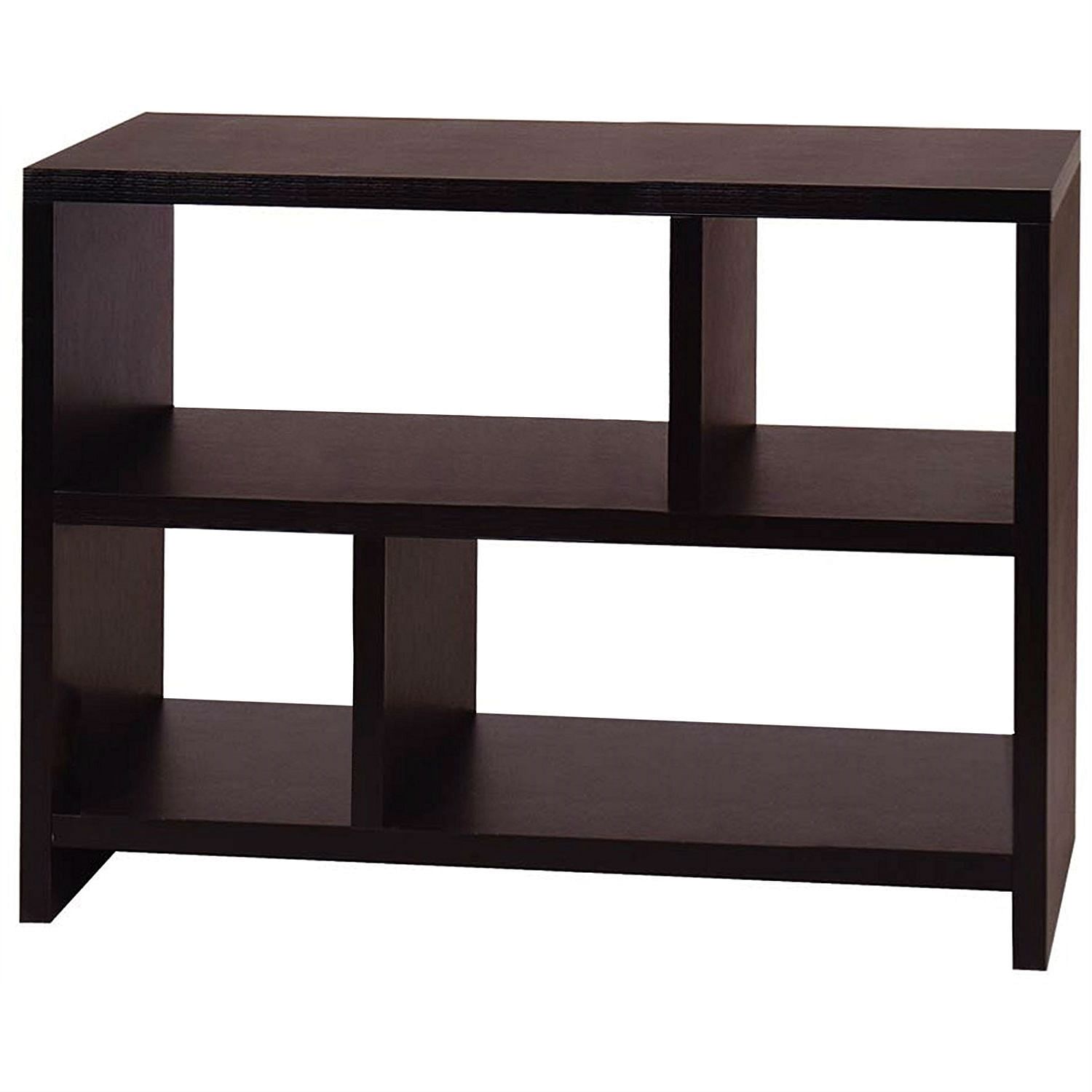 Modern 2-Shelf Bookcase Console Table in Espresso Wood Finish - Free Shipping