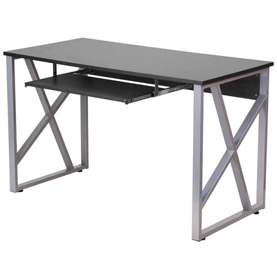 Contemporary Black Laminate Office Computer Desk with Keyboard Tray - Free Shipping 