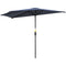 9.8ft Half Umbrella Semi Round Patio Parasol with Crank Handle, Top Vent for Garden, Balcony- NO BASE INCLUDED, Dark Blue