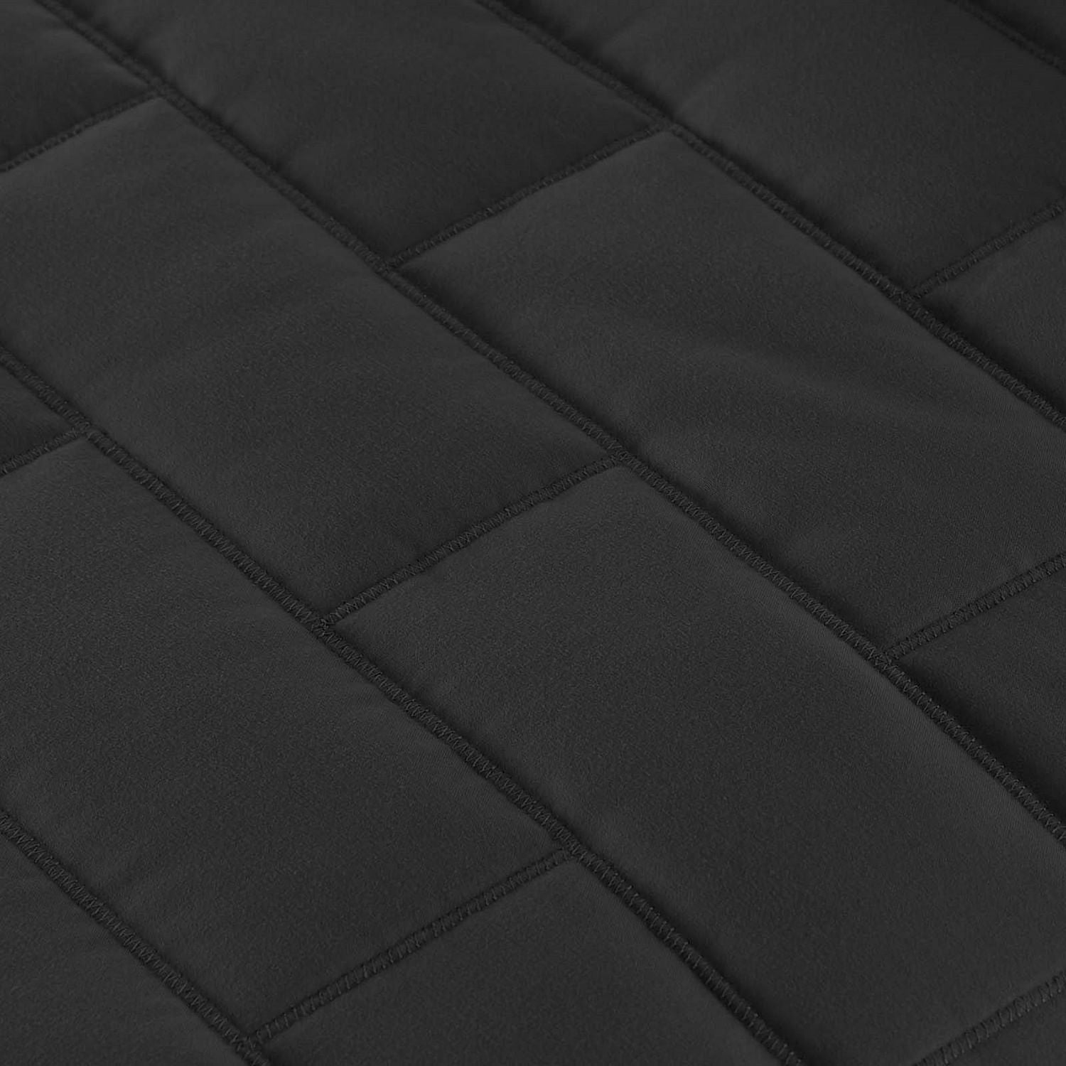 Full/Queen Modern Brick Stitch Microfiber Reversible 3 Piece Quilt Set in Black - Free Shipping