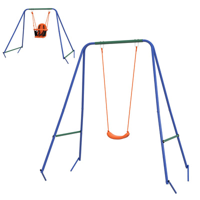 Outsunny Heavy Duty Kid Swing Set with Safety Harness, Suitable for Babies 6 Months+, Indoor/Outdoor Use, Vibrant Orange 