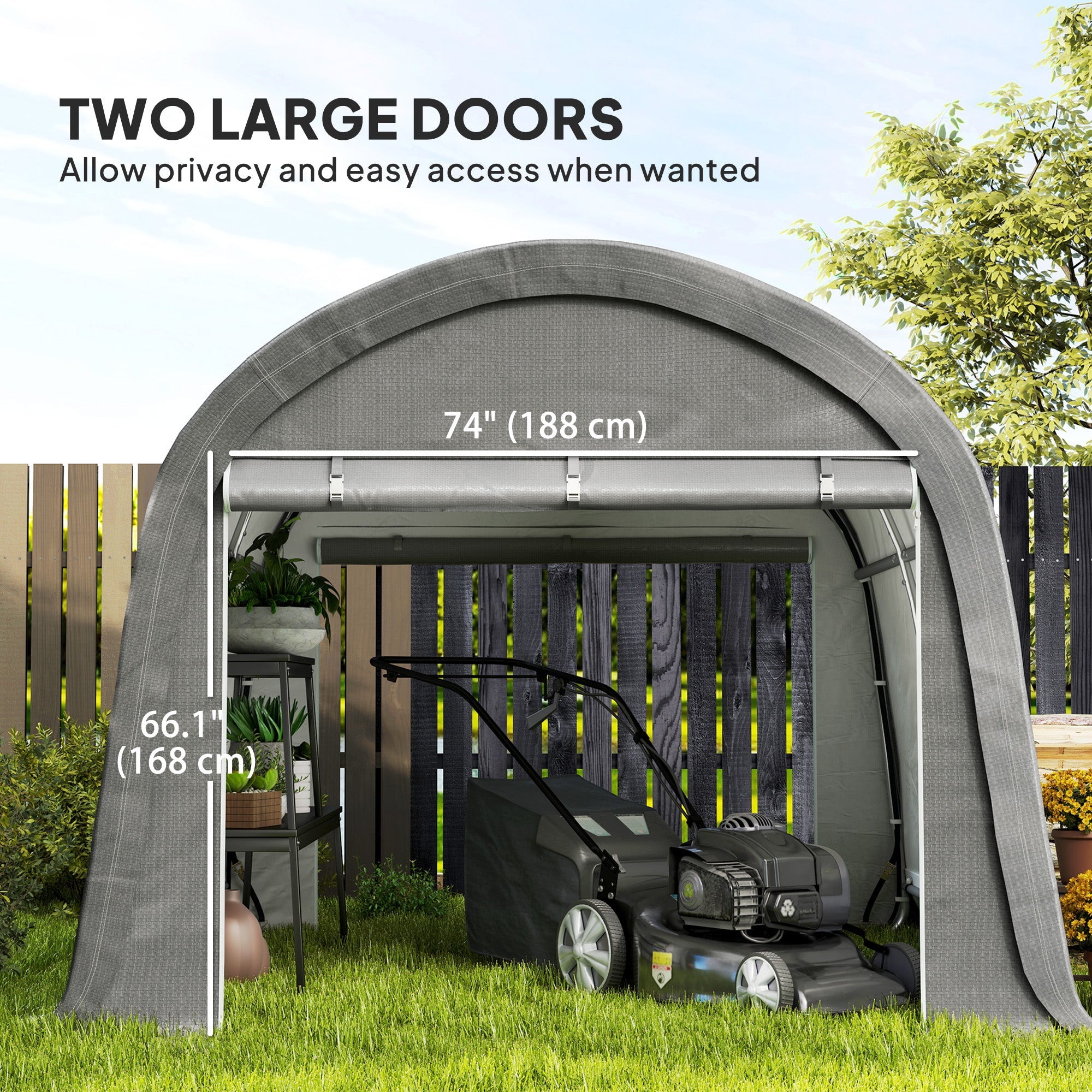 Outsunny 10' x 10' Outdoor Storage Tent, Heavy Duty and Waterproof Portable Shed for Bike, Motorcycle & Garden Tools, Light Grey 