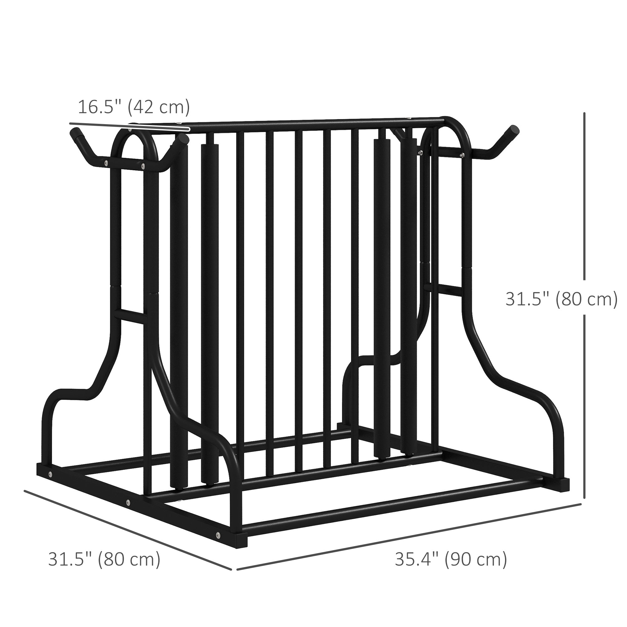 Soozier All-Steel Bike Rack, 35" Bike Stand, 4-Bike Capacity, Dual-Side, for Garages Streets Yards Schools 