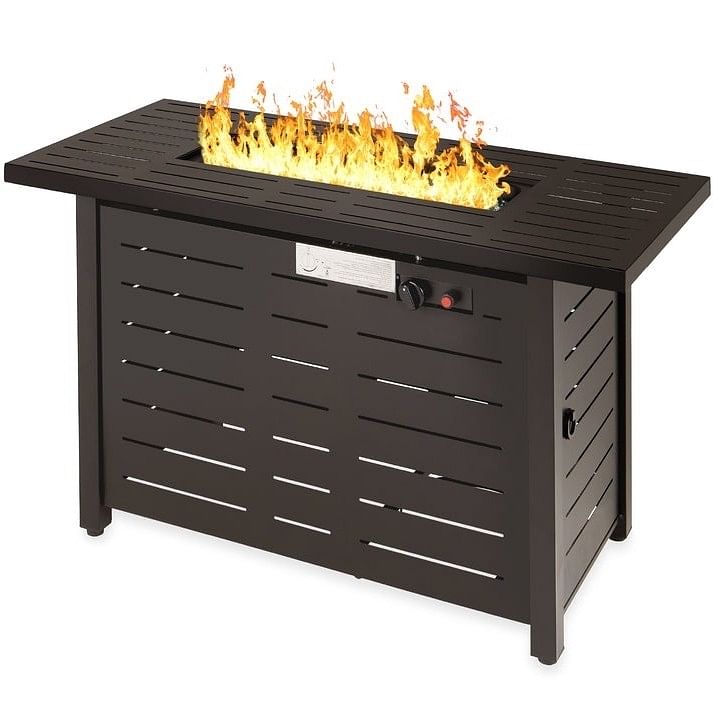 Outdoor Heating Brown Steel LP Gas Propane Fire Pit w/ Auto Ignition - Free Shipping