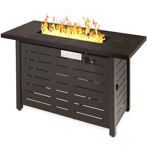 Outdoor Heating Brown Steel LP Gas Propane Fire Pit w/ Auto Ignition - Free Shipping 