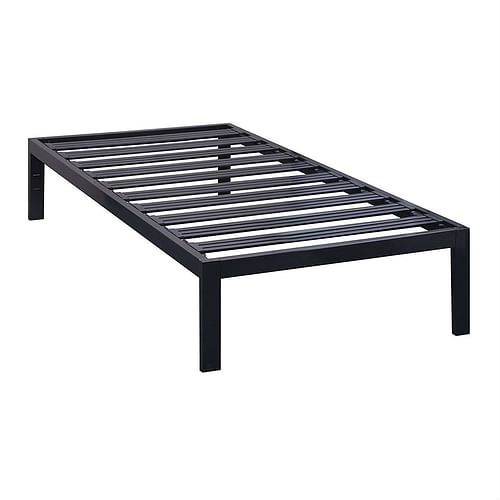 Twin XL Heavy Duty Wide Slat Steel Platform Bed Frame in Black Metal Finish - Free Shipping