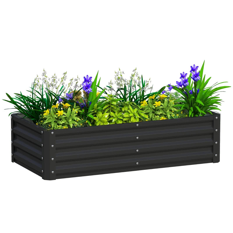 Galvanized Raised Garden Bed, Outdoor Planter Box for Vegetables, Flowers, Herbs, 4' x 2' x 1', Black