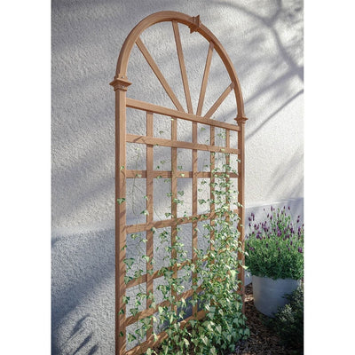 77-inch Outdoor Light Brown Vinyl Lattice Garden Trellis with Arched Top - Free Shipping 