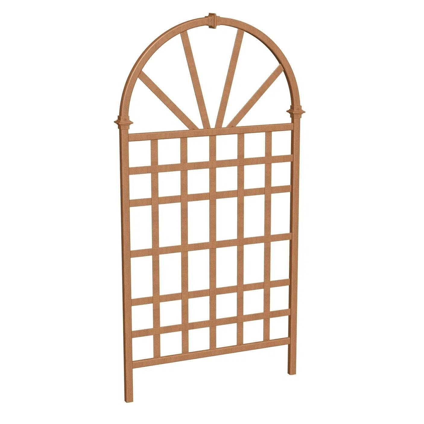 77-inch Outdoor Light Brown Vinyl Lattice Garden Trellis with Arched Top - Free Shipping