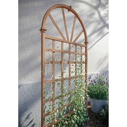 77-inch Outdoor Light Brown Vinyl Lattice Garden Trellis with Arched Top - Free Shipping