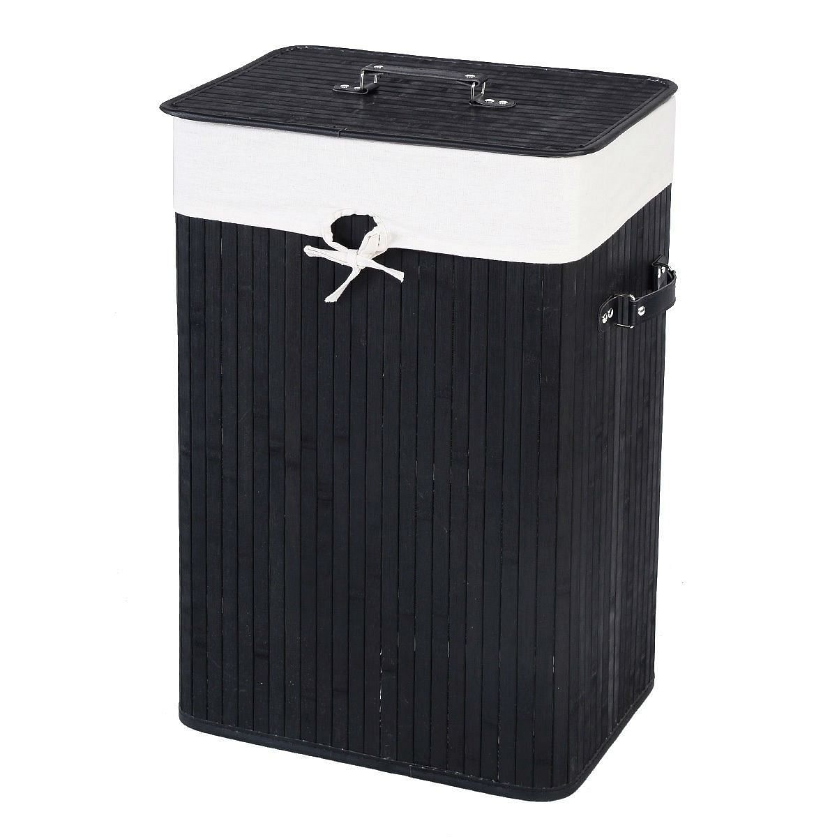 Black Bamboo Laundry Hamper with Removable Liner - Free Shipping 