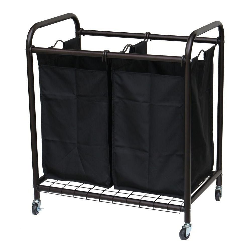 Bronze Laundry Hamper Cart with 2 Black Sorter Bags - Free Shipping