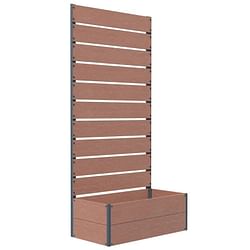Raised Garden Bed Planter with Slatted Fence Trellis in Brown Wood Finish - Free Shipping 