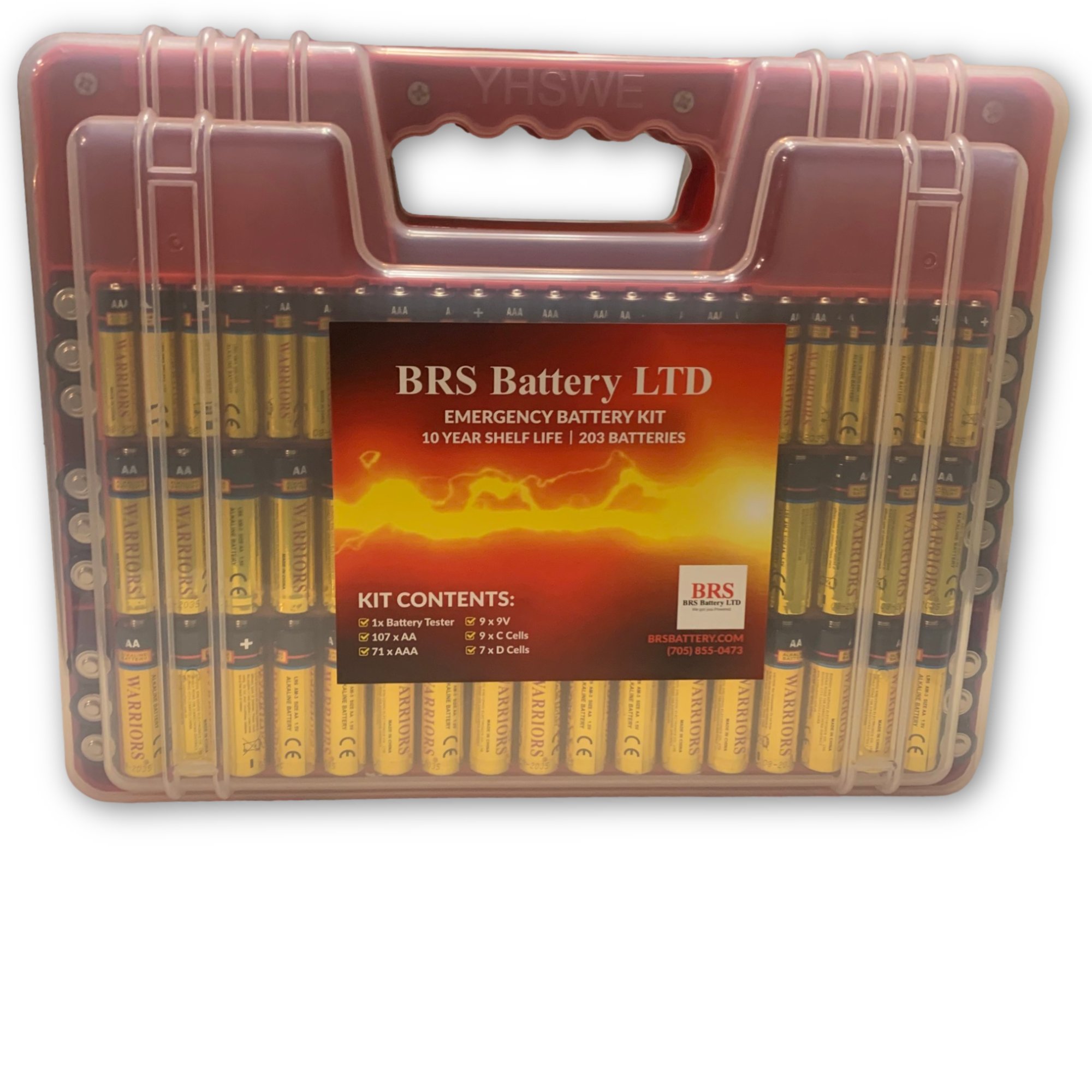 BRS Emergency Battery Kit: 203 Alkaline Batteries + Tester