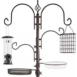 Complete Bird Feeder Set with Bronze Metal Stand Suet Water Bowl Tube and Tray - Free Shipping 