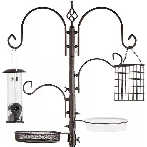 Complete Bird Feeder Set with Bronze Metal Stand Suet Water Bowl Tube and Tray - Free Shipping 