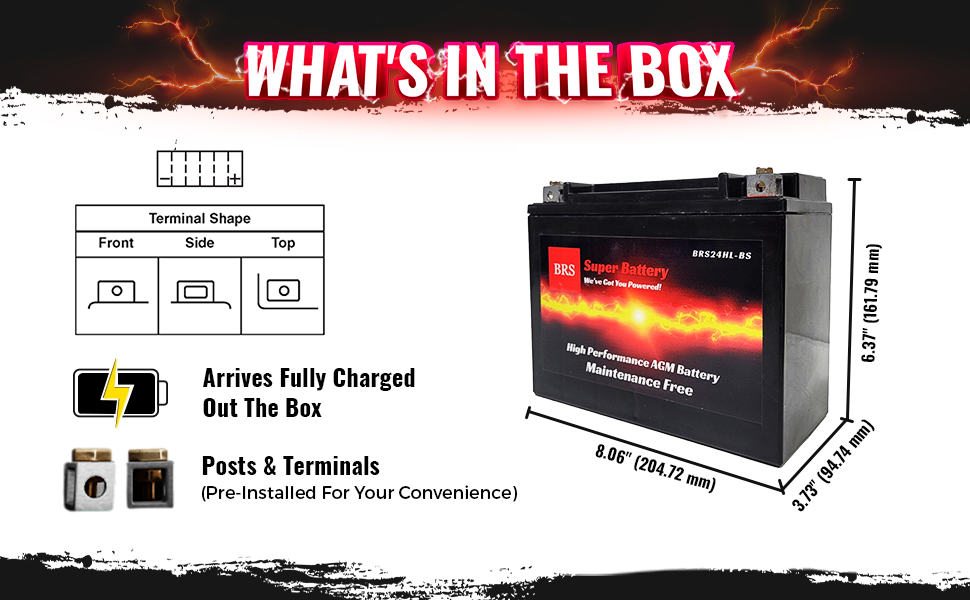 BRS24HL-BS 12v 22AH 280CCA 30 Day Warranty