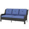 Wicker Patio Sofa with Cushions, 3 Seater Rattan Outdoor Couch for Patio, Garden, Porch, Backyard, Deep Blue
