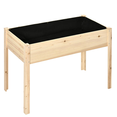 Outsunny Raised Garden Bed Wood Planter Box 46'' x 24'' for Vegetables Flowers Herbs Elevated Non-Woven Fabric 