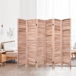 6-Panel Classic Louver Slatted Room Divider Screen in Brown Wood Finish - Free Shipping 