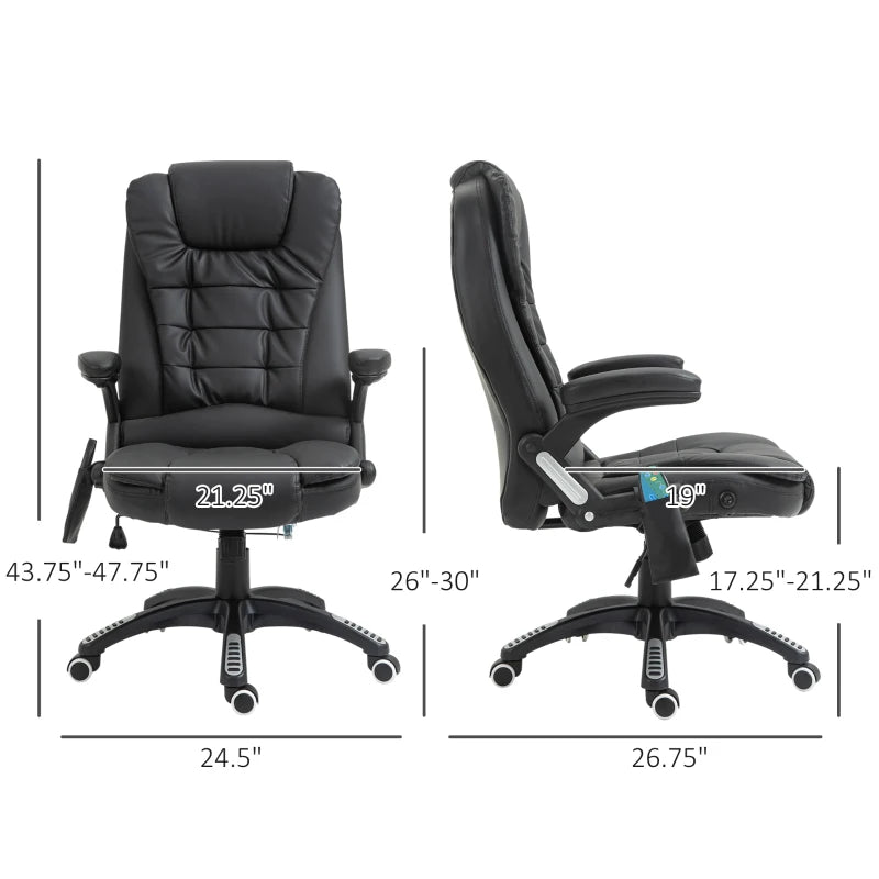 Executive Office Chairs Heated Massage High Back Reclining Office Chair Swivel Leather Adjustable Vibrating Furniture Black