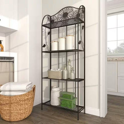 Black Metal 4-Shelf Kitchen Dining Bakers Rack Plant Stand Bookcase Storage Unit - Free Shipping 
