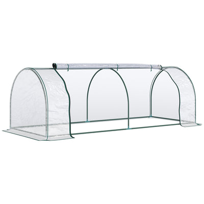 Outsunny Transparent Mini Greenhouse: 99"x39"x32" Portable Hot House with Zippered Doors for Indoor/Outdoor 