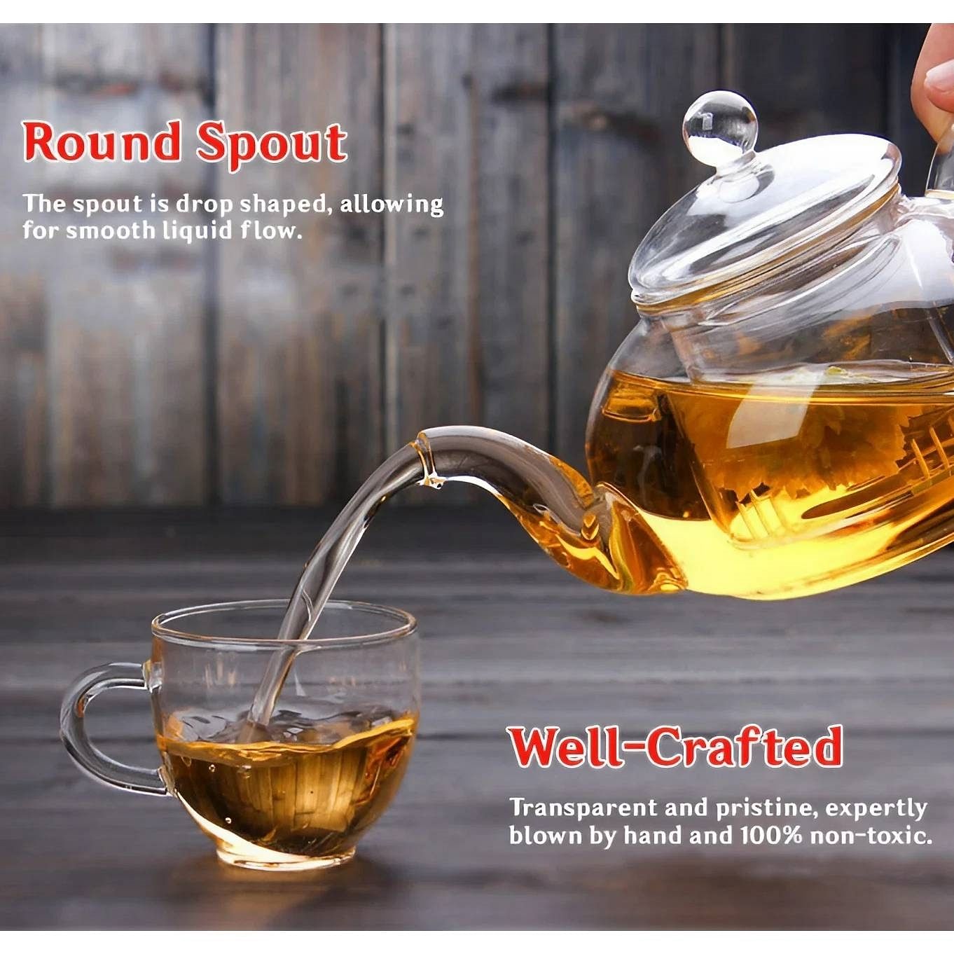 33.8 oz/ 1 Liter Borosilicate Glass Teapot with Removable Filter Infuser - Free Shipping 