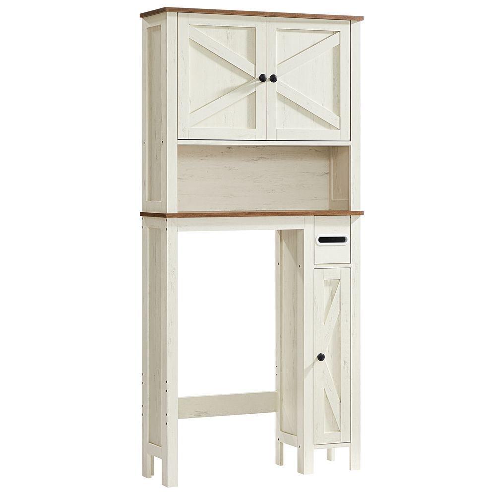 VASAGLE Over-the-Toilet Storage Cabinet with Barn Doors and Adjustable Shelves