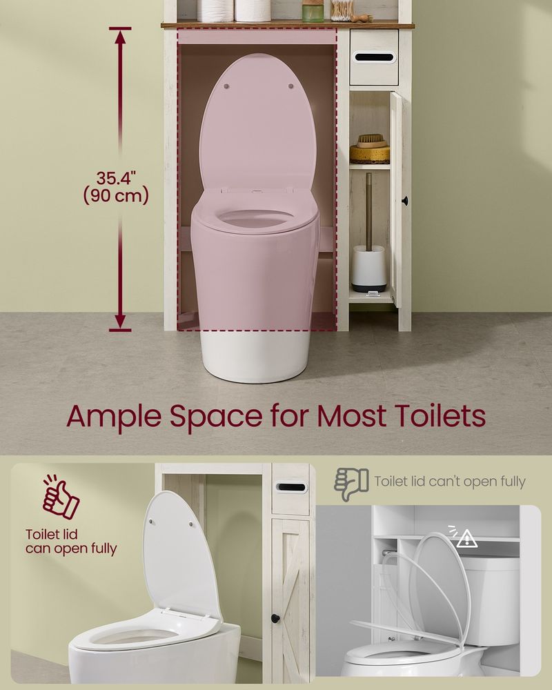VASAGLE Over-the-Toilet Storage Cabinet with Barn Doors and Adjustable Shelves