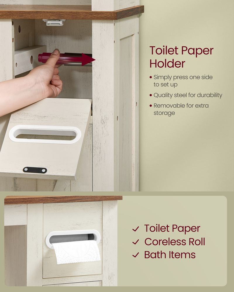 VASAGLE Over-the-Toilet Storage Cabinet with Barn Doors and Adjustable Shelves