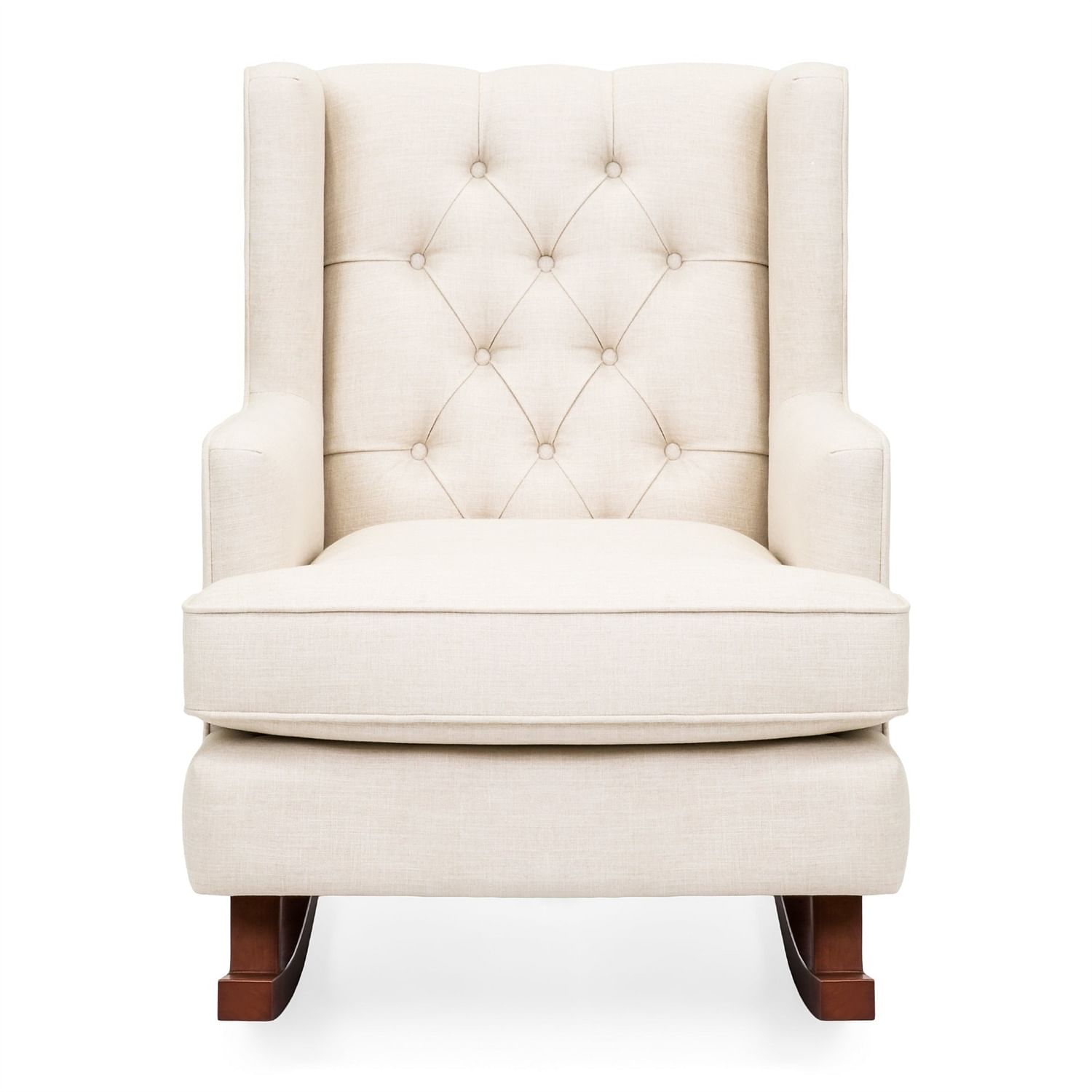 Beige Soft Tufted Upholstered Wingback Rocker Rocking Chair - Free Shipping 