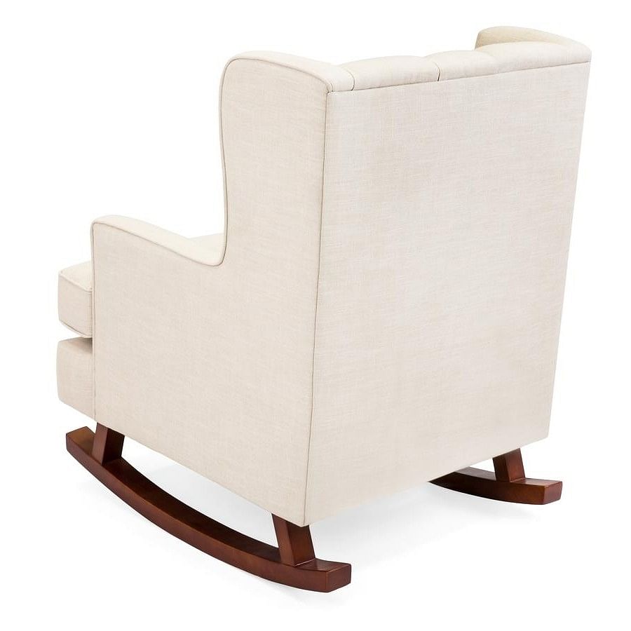 Beige Soft Tufted Upholstered Wingback Rocker Rocking Chair - Free Shipping 