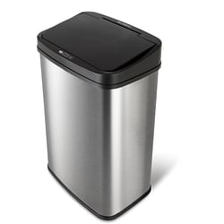 Black Top 13-Gallon Stainless Steel Kitchen Trash Can with Motion Sensor Lid - Free Shipping