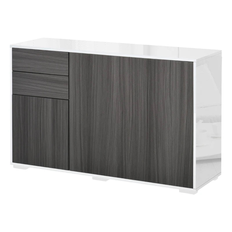Kitchen Sideboard Storage Cabinet, Modern Coffee Bar with Push-Open Design and 2 Drawers for Living Room, Light Grey