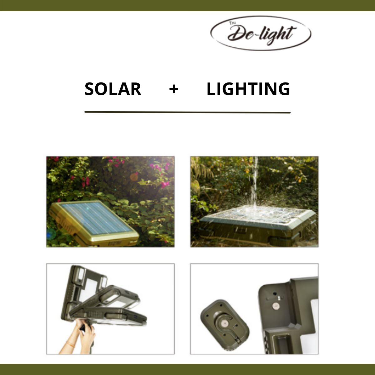 TRU De-LIGHT WHITENIGHT Multipurpose LED Solar / AC / DC - Garden, Camping Main Light + 4 Independent Detachable Multi Mode Side Lights / Tripod + Carrying Bag 