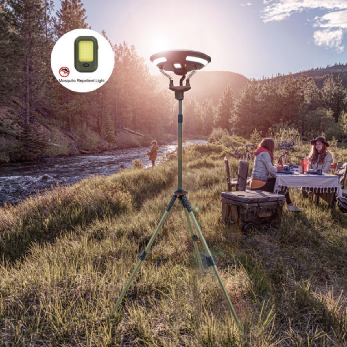 TRU De-LIGHT Singing Music Solar LED Light - Strong BT Speaker/Main Light+3 Detachable Multi Mode Lights/Tripod+Carry Bag 