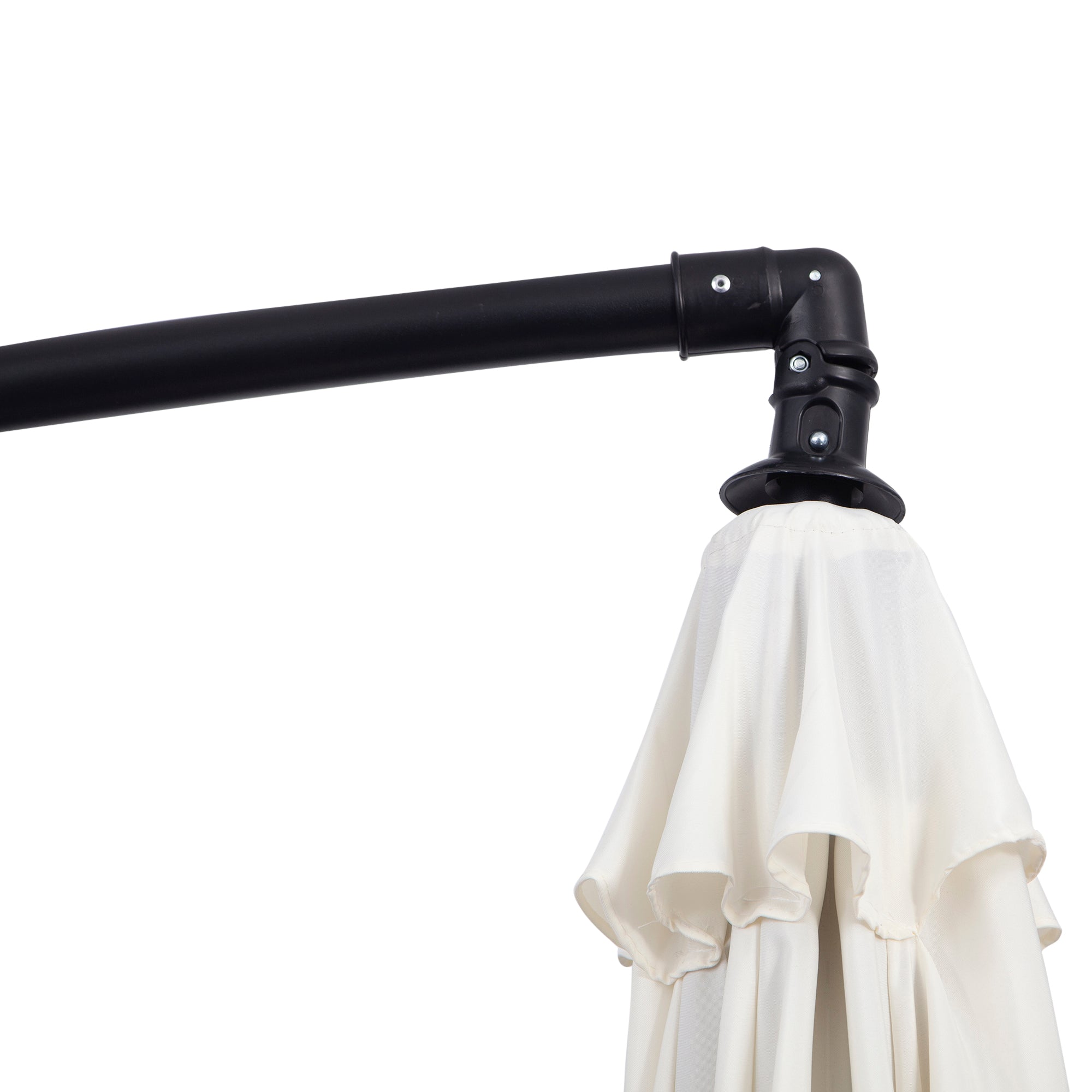 Outsunny 9.7ft Offset Patio Umbrella Cantilever Parasol with Crank Handle 8 Ribs and Cross Base for Outdoor Sun Shade Cream 